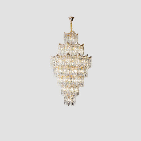 Modern Golden Chain Tiered Crystal Chandelier Image - 2