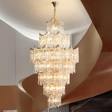 Modern Golden Chain Tiered Crystal Chandelier Image - 4