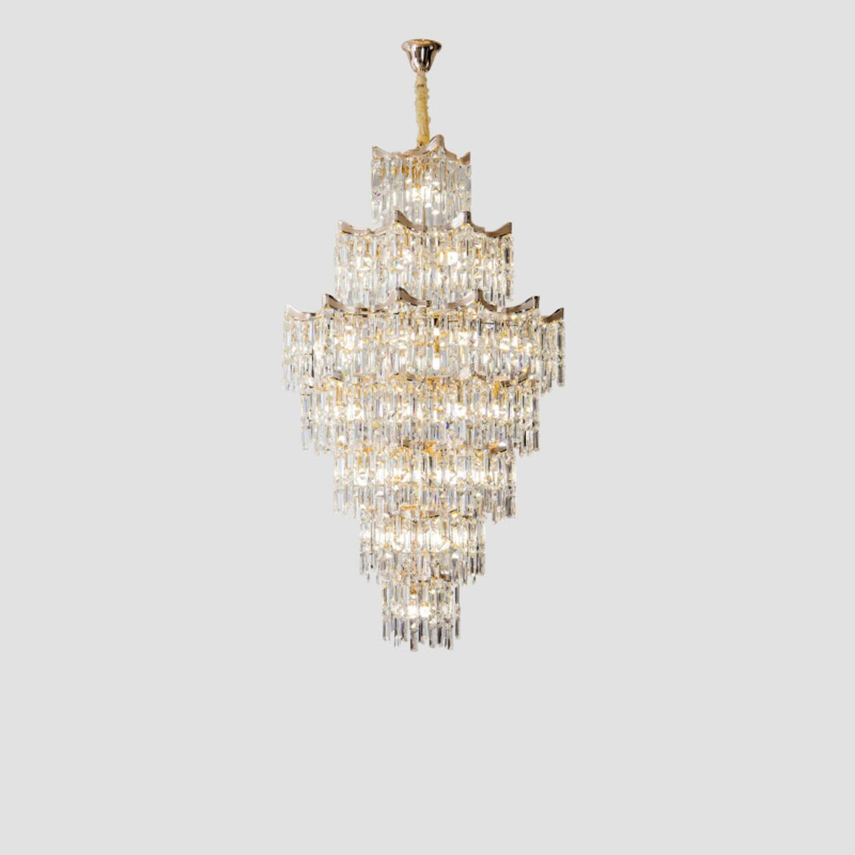 Modern Golden Chain Tiered Crystal Chandelier Image - 5