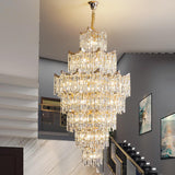 Modern Golden Chain Tiered Crystal Chandelier Image - 6