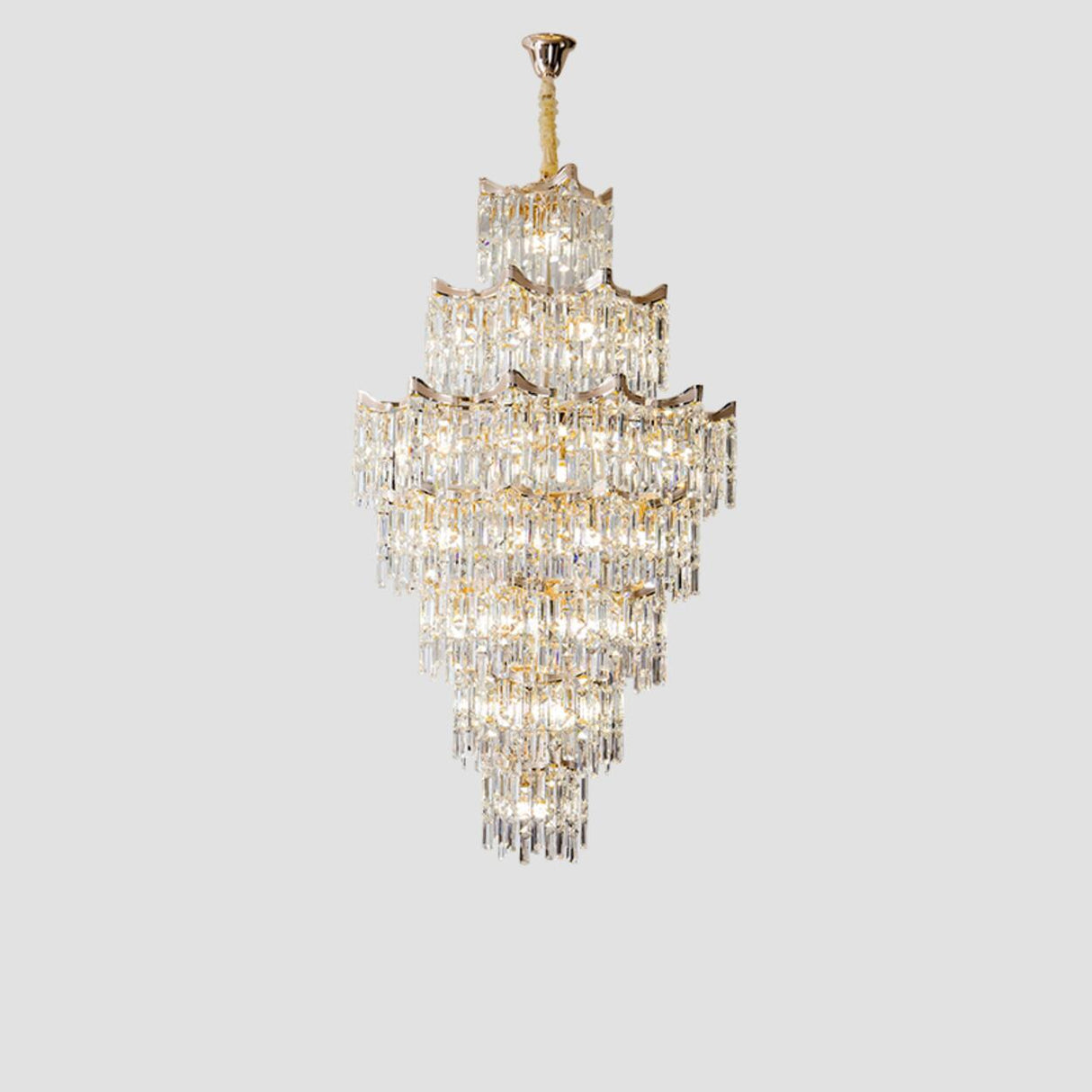 Modern Golden Chain Tiered Crystal Chandelier Image - 7