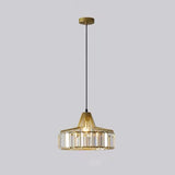 Modern Golden Clear Crystal Vaulted Pendant Light Image - 13