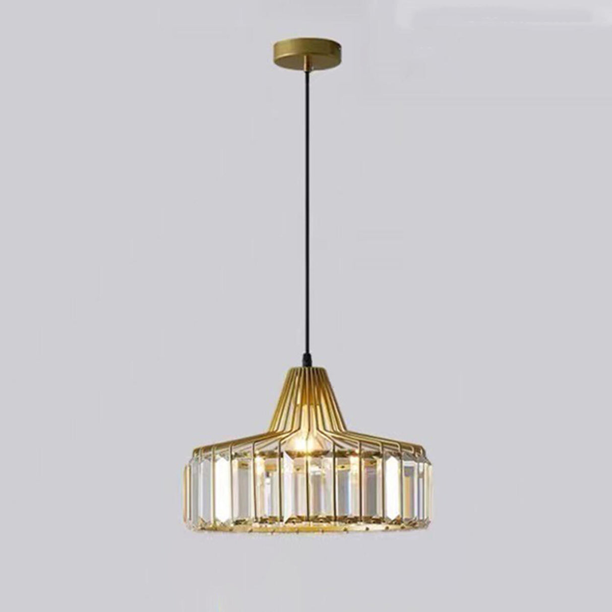 Modern Golden Clear Crystal Vaulted Pendant Light Image - 15