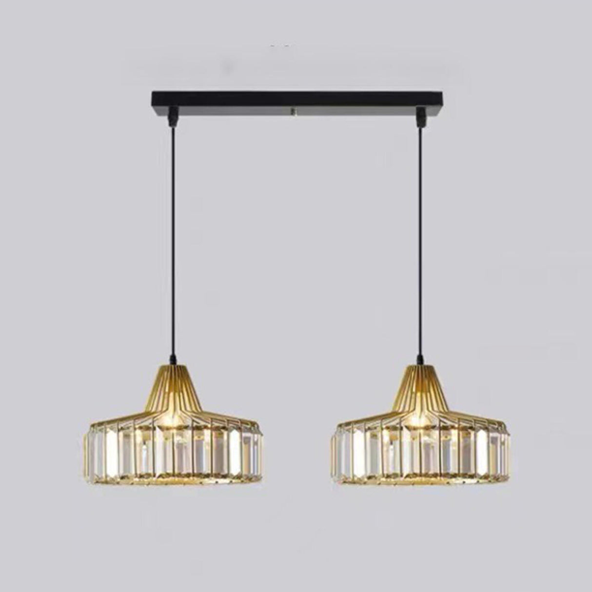 Modern Golden Clear Crystal Vaulted Pendant Light Image - 17