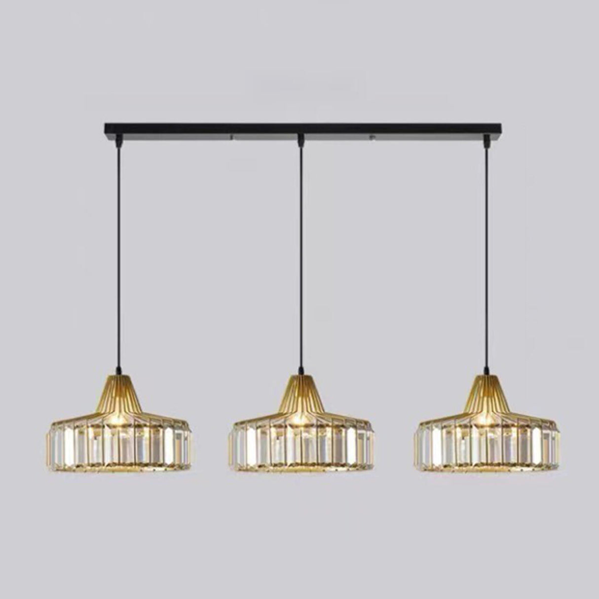 Modern Golden Clear Crystal Vaulted Pendant Light Image - 19