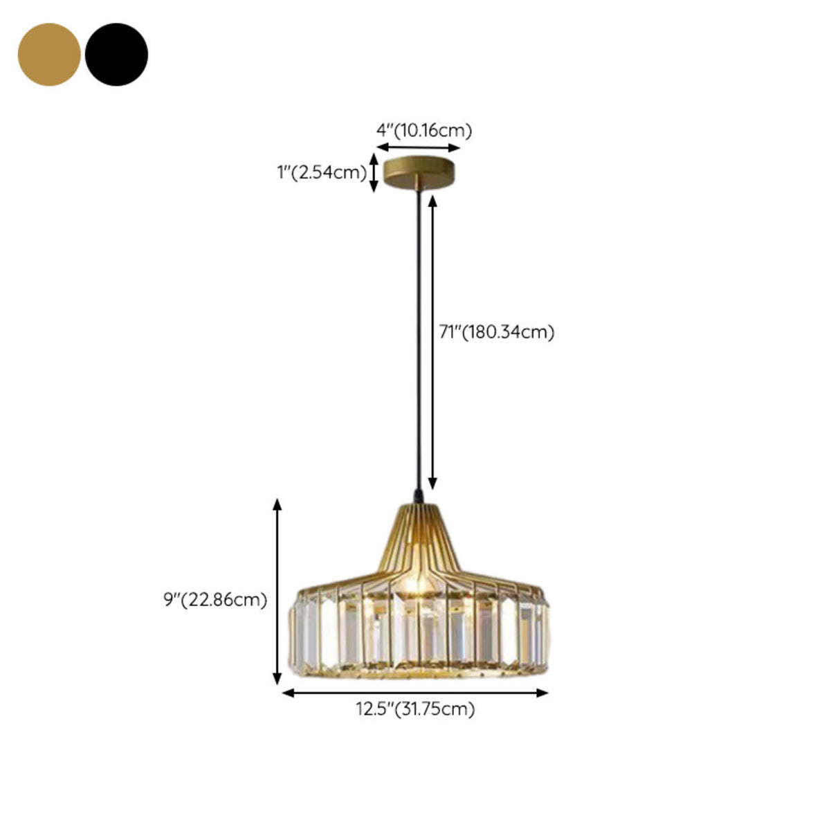 Modern Golden Clear Crystal Vaulted Pendant Light Image - 22