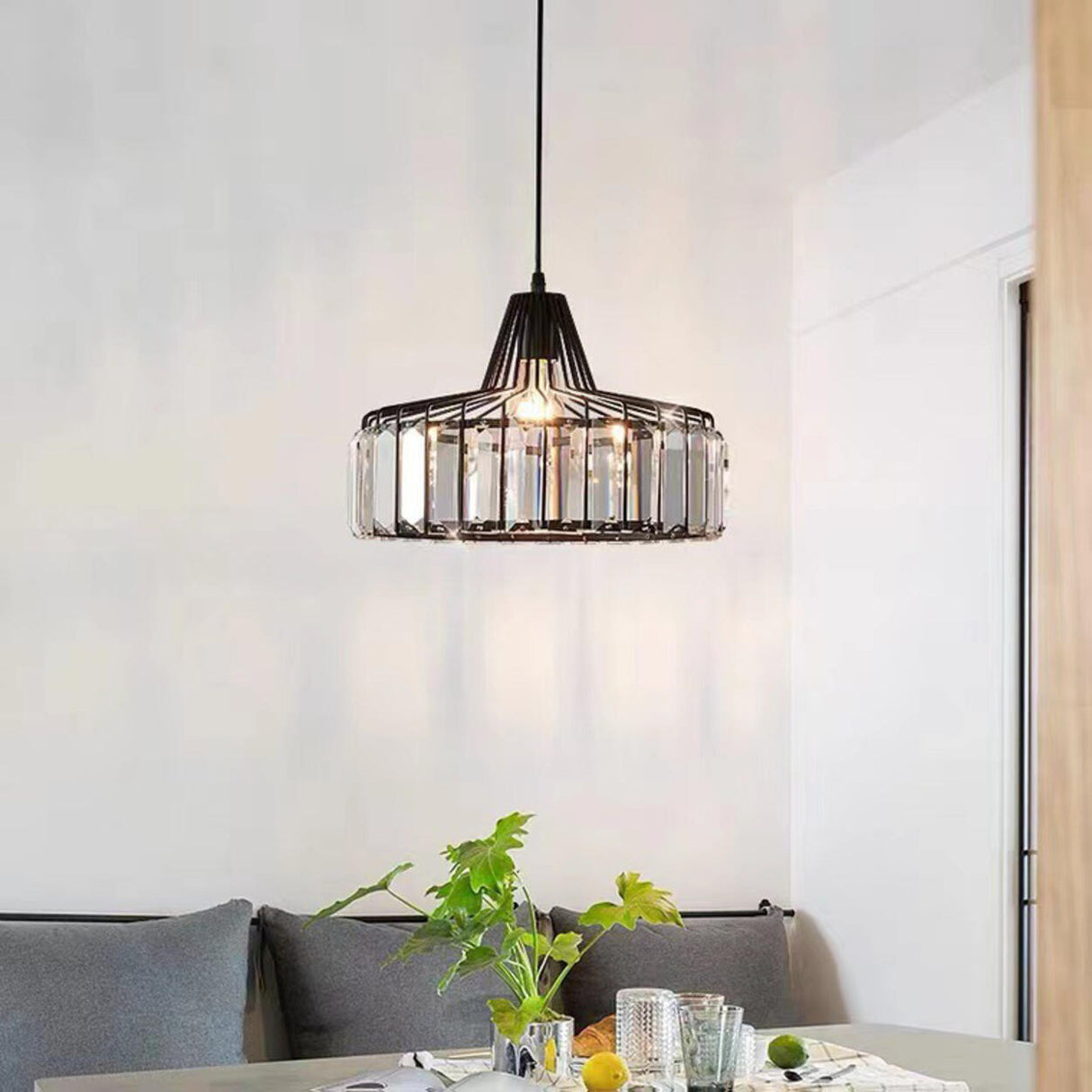 Modern Golden Clear Crystal Vaulted Pendant Light Image - 4