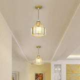 Modern Golden Clear Crystal Vaulted Pendant Light Image - 6