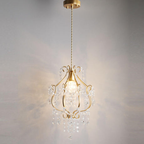 Modern Golden Elegance Crystal Geometric Pendant Light Image - 1