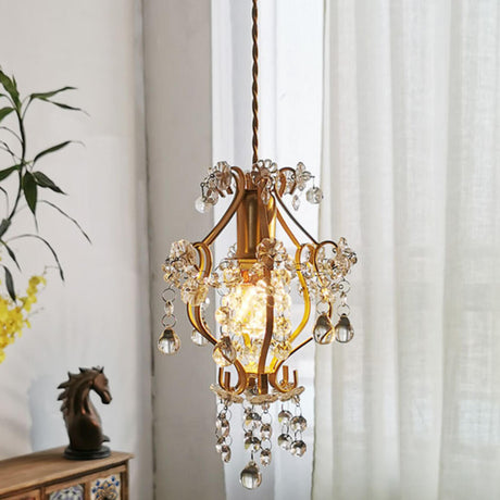 Modern Golden Elegance Crystal Geometric Pendant Light Image - 2