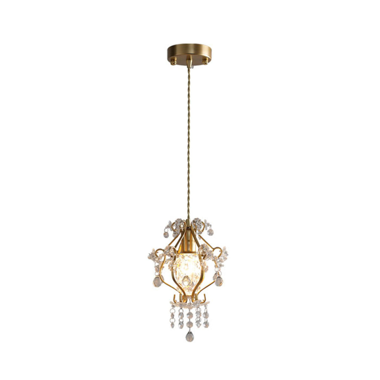 Modern Golden Elegance Crystal Geometric Pendant Light Image - 6