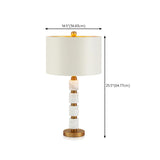 Modern Golden Finish Barrel Fabric Shade Table Lamp Image - 10