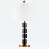 Modern Golden Finish Barrel Fabric Shade Table Lamp Image - 4