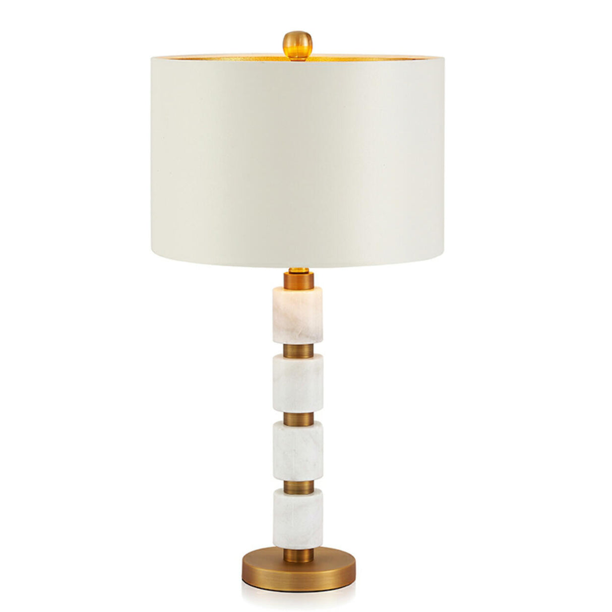 Modern Golden Finish Barrel Fabric Shade Table Lamp Image - 6