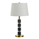 Modern Golden Finish Barrel Fabric Shade Table Lamp Image - 7