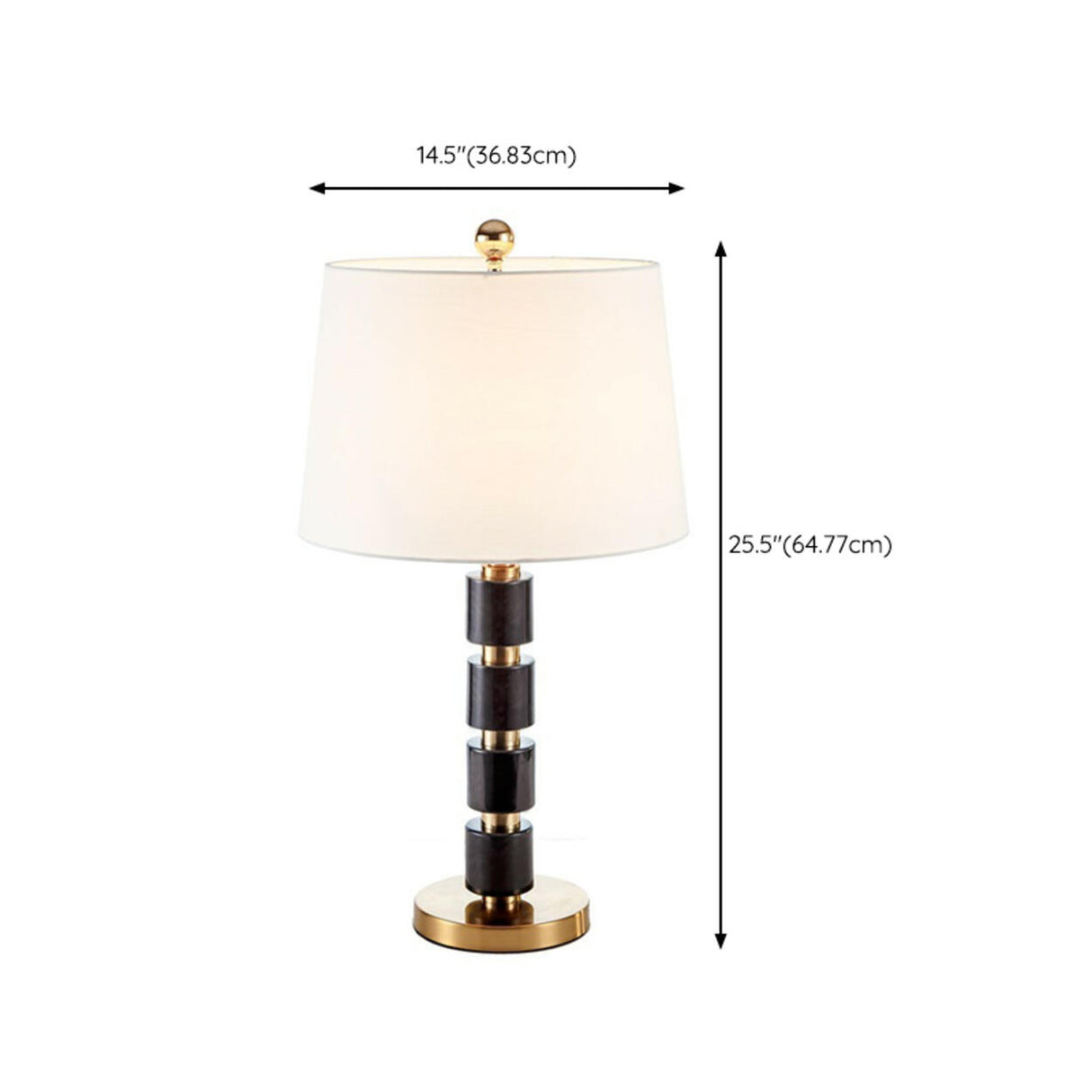 Modern Golden Finish Barrel Fabric Shade Table Lamp 