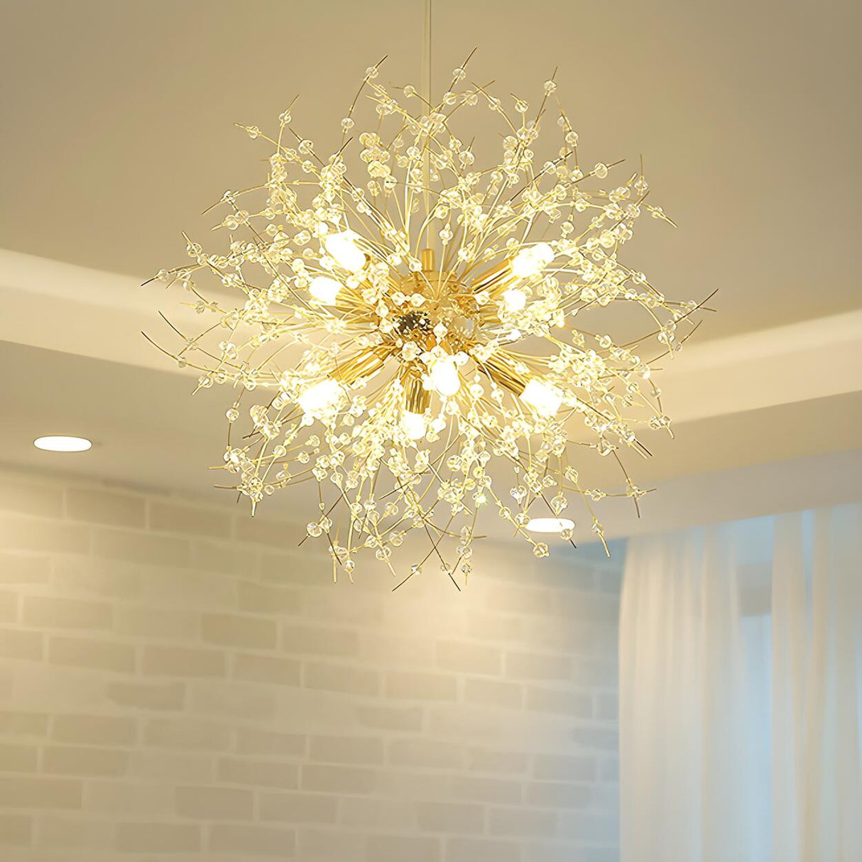 Modern Golden Firework Starburst Crystal Chandelier Image - 1