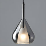 Modern Gray Clear Glass Teardrop Bedroom Pendant Light Image - 7