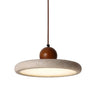 Modern Gray Drum Stone Adjustable Height Pendant Light Image - 3