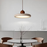 Modern Gray Drum Stone Adjustable Height Pendant Light Image - 8