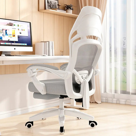 Modern Gray Ergonomic Mesh Office Chair with Headrest Image - 1