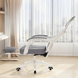 Modern Gray Ergonomic Mesh Office Chair with Headrest Image - 12