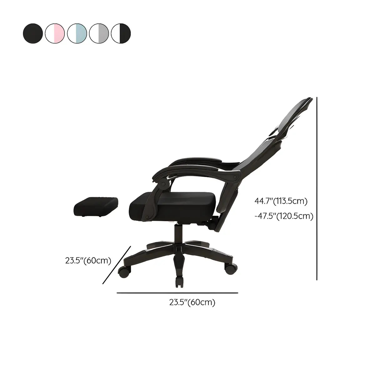 Modern Gray Ergonomic Mesh Office Chair with Headrest Image - 16