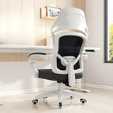 Modern Gray Ergonomic Mesh Office Chair with Headrest Image - 3