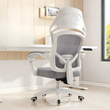 Modern Gray Ergonomic Mesh Office Chair with Headrest Image - 4