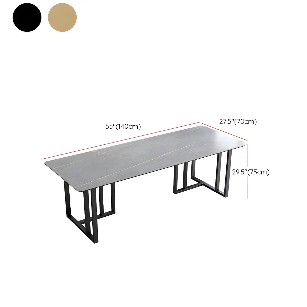 Modern Gray Stone Rectangle Sled 8  People Writing Desk Image - 11