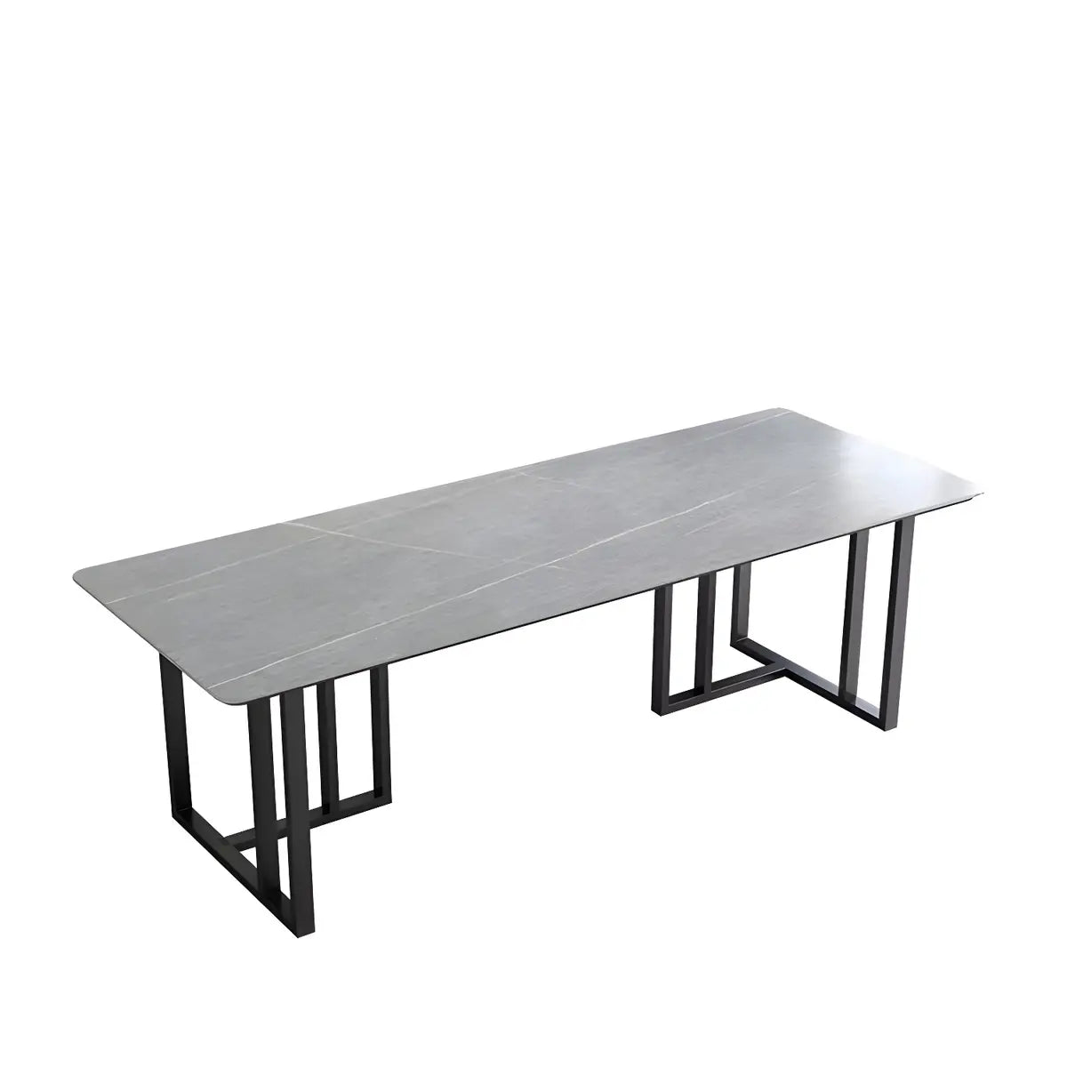 Modern Gray Stone Rectangle Sled 8  People Writing Desk Image - 5