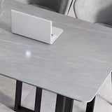 Modern Gray Stone Rectangle Sled 8  People Writing Desk Image - 6