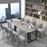 Modern Gray Stone Sledge Conference Table 8-Person Image - 1