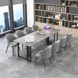 Modern Gray Stone Sledge Conference Table 8-Person Image - 3