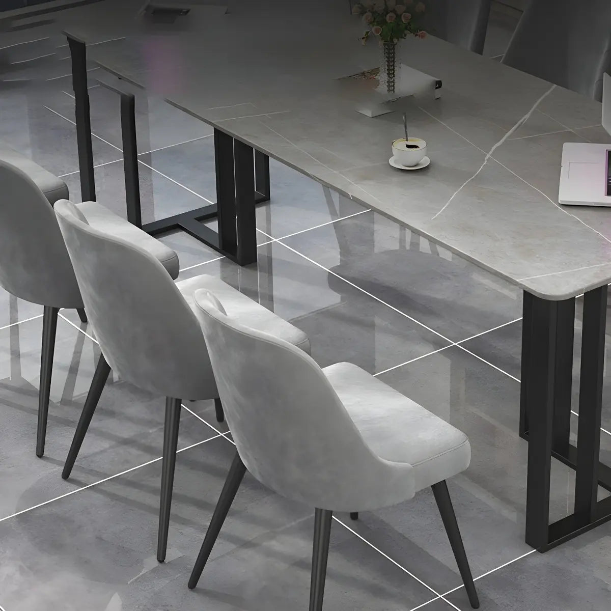 Modern Gray Stone Sledge Conference Table 8-Person Image - 8