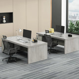 Modern Gray Wood Drawers Storage Sled Computer Desk Image - 3