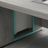 Modern Gray Wood Drawers Storage Sled Computer Desk Image - 7