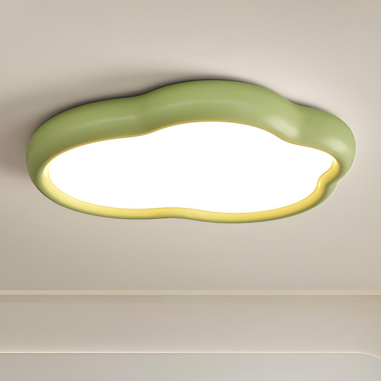 Modern Green Cloud-Shaped Flush Mount Ceiling Light Image - 13