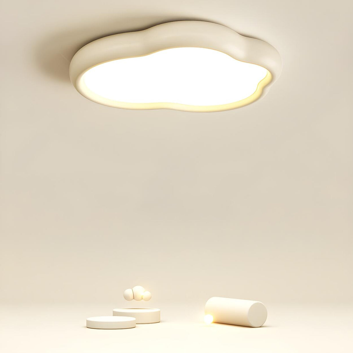 Modern Green Cloud-Shaped Flush Mount Ceiling Light Image - 16