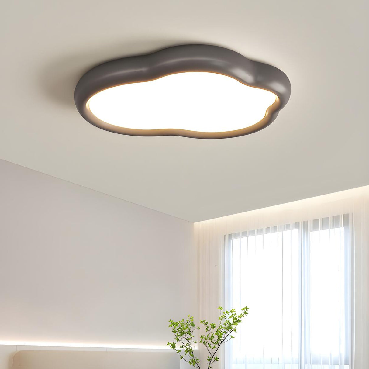 Modern Green Cloud-Shaped Flush Mount Ceiling Light Image - 4