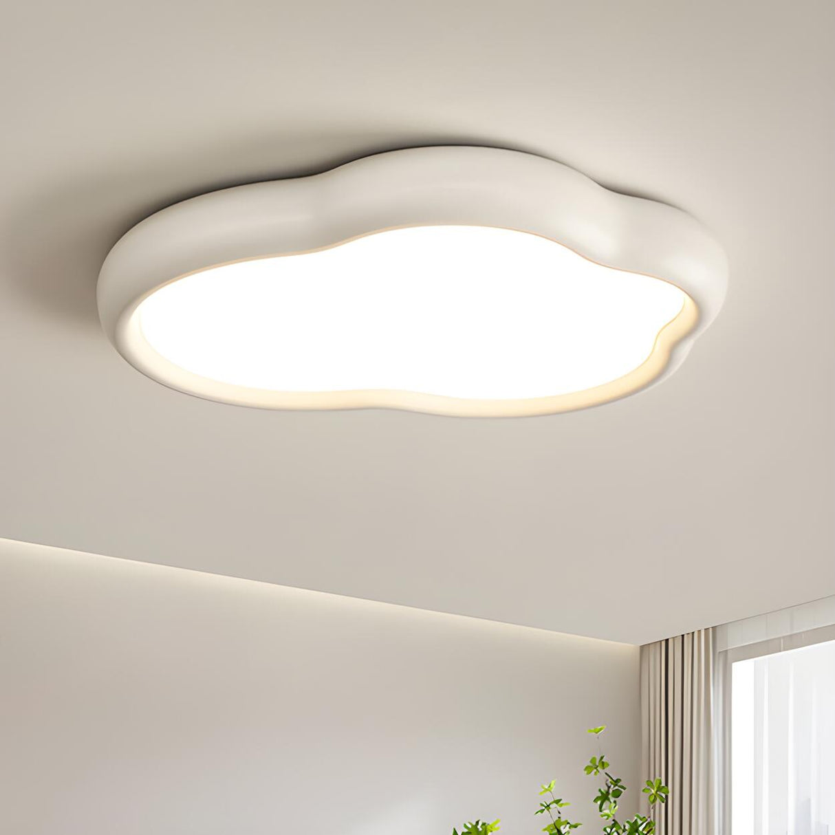 Modern Green Cloud-Shaped Flush Mount Ceiling Light Image - 8