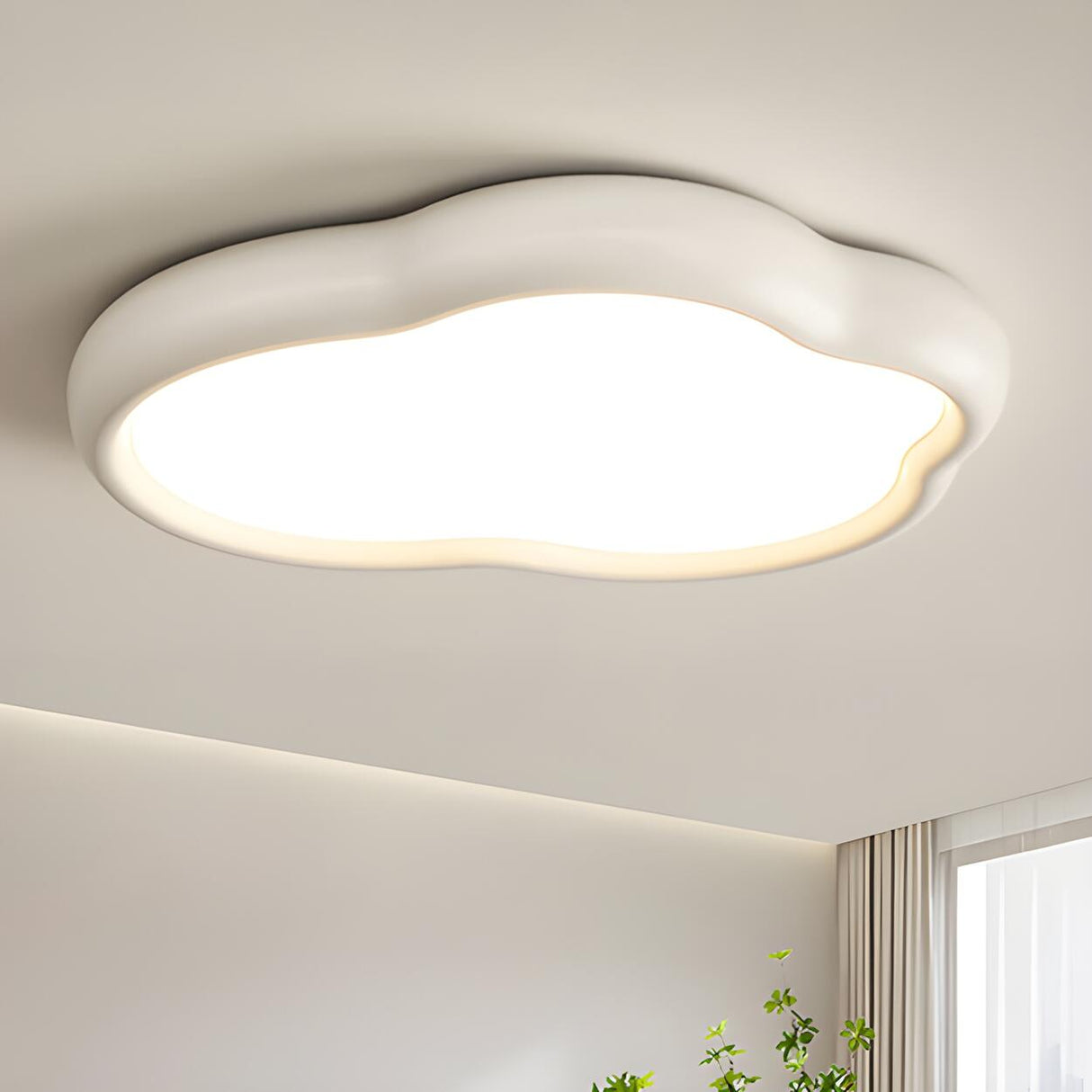 Modern Green Cloud-Shaped Flush Mount Ceiling Light Image - 9