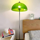 Modern Green Dome Shade Bedside Chrome Floor Lamp Image - 1