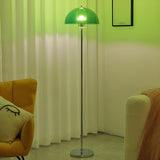 Modern Green Dome Shade Bedside Chrome Floor Lamp Image - 10