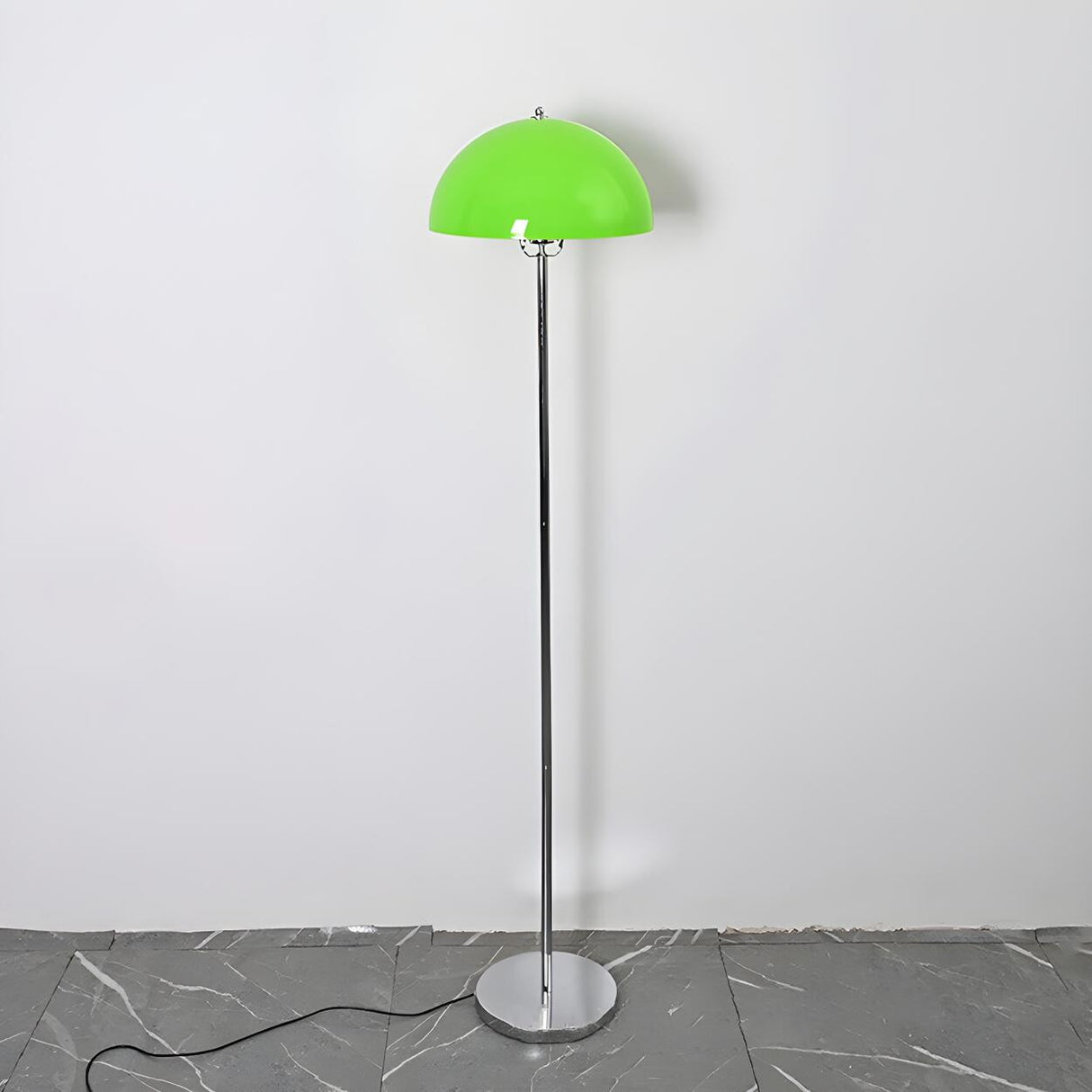 Modern Green Dome Shade Bedside Chrome Floor Lamp Image - 12