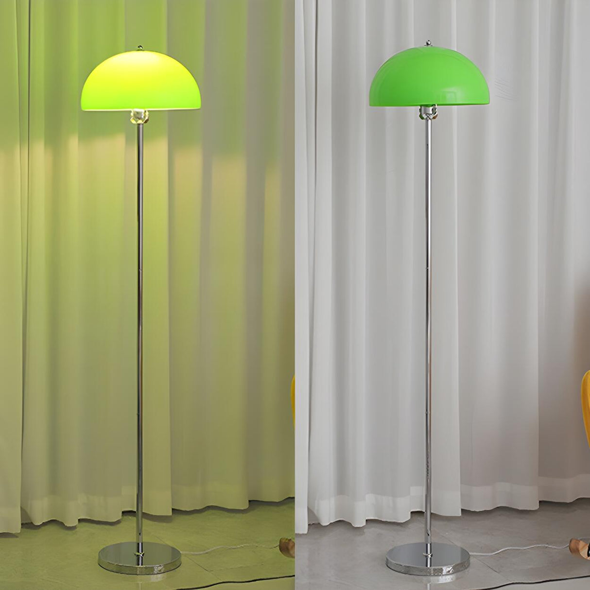 Modern Green Dome Shade Bedside Chrome Floor Lamp Image - 17