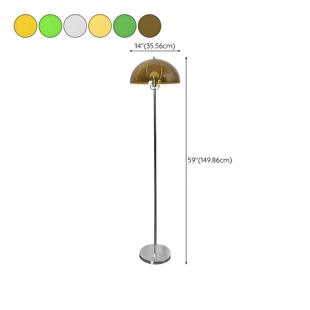 Modern Green Dome Shade Bedside Chrome Floor Lamp 