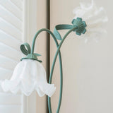 Modern Green Floral Dual Light Metal Floor Lamp Image - 6