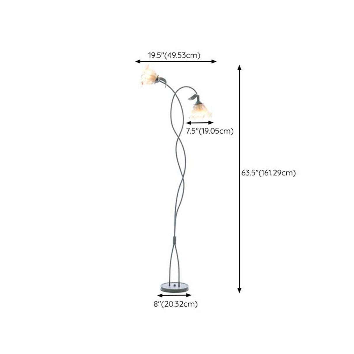 Modern Green Floral Dual Light Metal Floor Lamp 