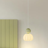 Modern Green Frosted Glass Globe Bedroom Pendant Light Image - 1